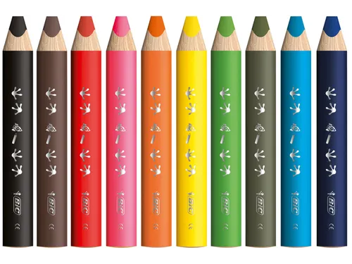 Kleurpotloden BicKids Multi Surface + puntenslijper assorti 10 stuks