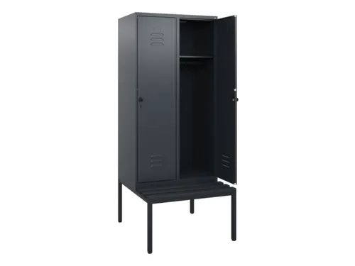 locker met bank,HxBxD 1950x800x815mm,2vak,vak B 400mm,draaigrendel