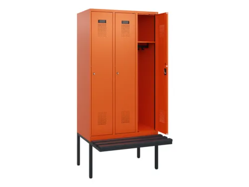 locker met bank,HxBxD 1950x900x815mm,3vak,vak B 300mm,cilinderslot