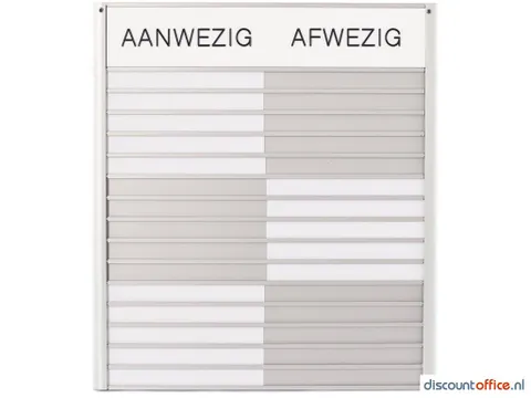 In-uit Bord 15 Namen Aluminium Aan/afwezigheidsbord Wit