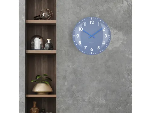 Wandklok Nextime dia 50cm bolvormig glas blauw kunststof Duomo