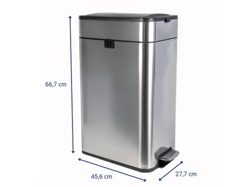 9504094 Afvalbak +voetpedaal MAULwing 40L edelstaal 45.6x27.7x66.7cm
