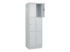 lockerkast,HxBxD 1950x600x500mm,2x3vakken,vak B 300mm,cil.-slot,sokkel