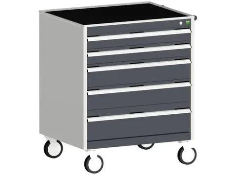 ladekast verrijdbaar 980x800x525mm 5laden romp RAL7035 front RAL7016