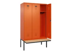 locker met bank,HxBxD 2120x1200x815mm,3vak,vak B 400mm,cilinderslot