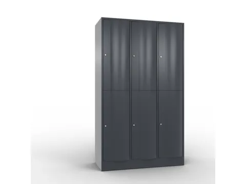 lockerkast cil.slot 1950x1150x540mm 3x2 vakken RAL7021 front RAL7021