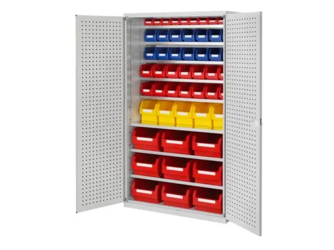 Ruime Bakkenkast 1950x1130x590mm 52 Magazijnbakken Geperf.Deur