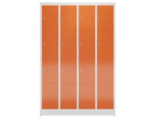 Lockerkast 1800x1185x500mm 4x4 vakken cilinderslot, sokkel, RAL3000 - 2