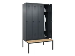 locker met bank,HxBxD 2120x1200x815mm,4vak,vak B 300mm,draaigrendel