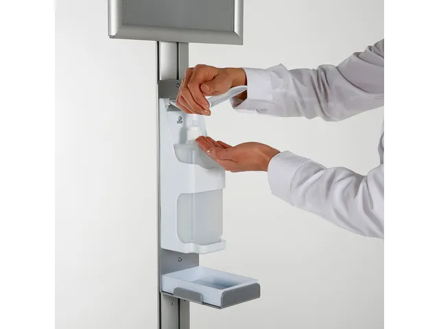 Désinfection des mains Seco standard de 1,5 m de hauteur. Avec cadre