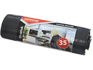 vuilniszak met trekkoord 46x56cm 35L 25 micron LDPE zwart 15 stuks - 3