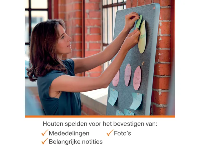 Punaises Nobo hout voor memobord 40 stuks