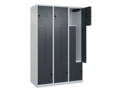 Z-garderobekast,HxBxD 1850x1200x500mm,vak B 200/400mm,draaigrendel