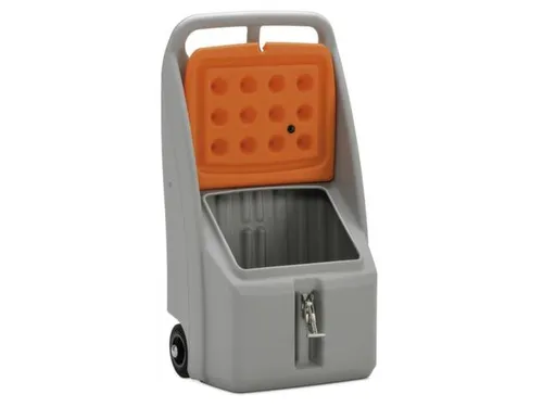 strooigoedbak,70l,HxBxD 1070x590x390mm,PE,grijs,deksel oranje,2wielen