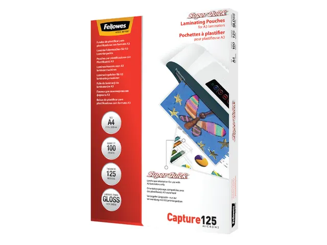 Lamineerhoes Fellowes Superquick A4 125 Micron glanzend Voordeelbundel