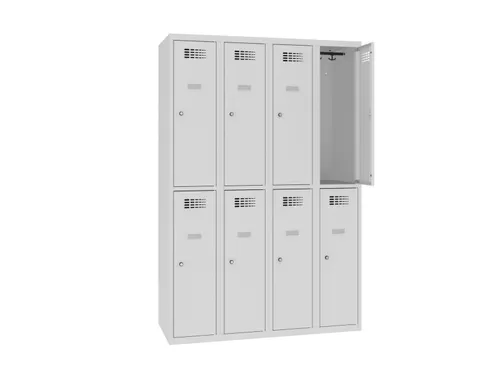 Dubbeldekse lockerkast,HxBxD 1800x1200x500mm,4x2vak.,draaigrendel