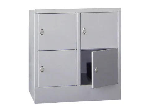 lockerkast,HxBxD 855x800x500mm,2x2vakken,RAL7035,front RAL3000