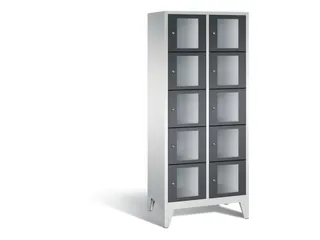 Lockerkast 1850x810x500mm 2x5 vakken Cilinderslot Poten, RAL7021 - 2