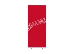 Roll-Banner 85x200 complete set met print "Welcome" Rood