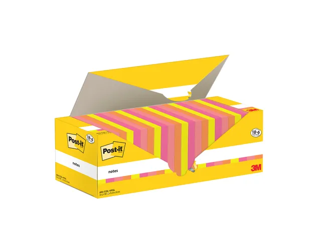 Notes 3M Post-it 654-COL 76x76mm couleurs assorti lot promo