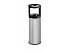 RVS combi-asbak,HxØ 800x250mm,afvalbak inhoud 25l,romp RVS,bluskop