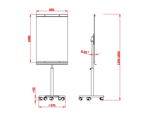 Mobiele Flipover Met Magnetisch Whiteboard 100x65cm