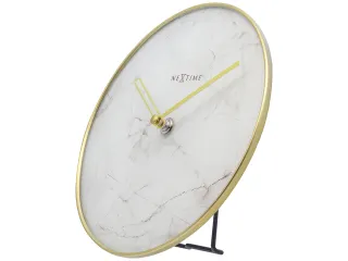 Tafelklok Ø 20cm Glas / Metaal Wit 'Marble' - 3