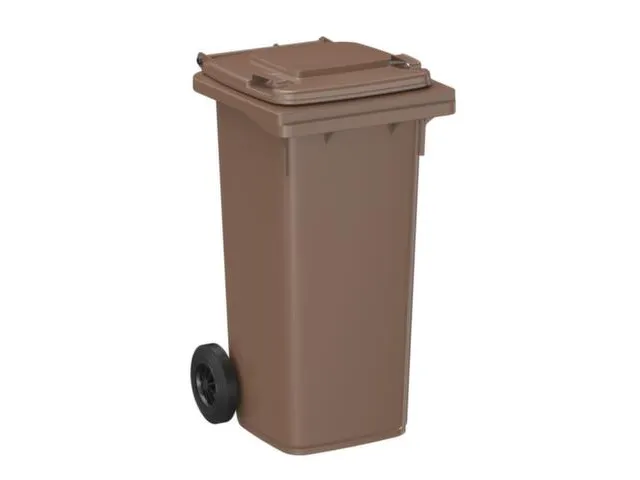 container,120l,HxBxD 933x500x550mm,deksel bruin,romp HDPE bruin