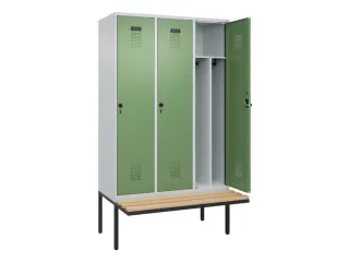 locker met bank,voor scheiding van kleding,HxBxD 2120x1200x815mm,3vak - 1