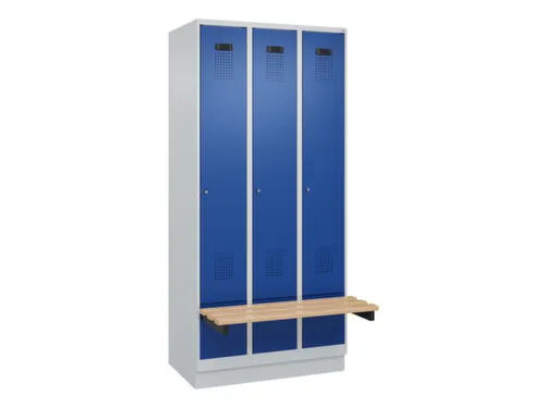 locker met bank,HxBxD 1950x900x815mm,3vak,vak B 300mm,cilinderslot