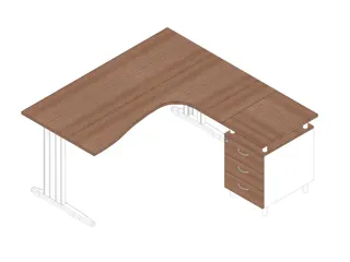bureauset bureau staand ladeblok rechts 730x1600x1650mm Canaletto - 1
