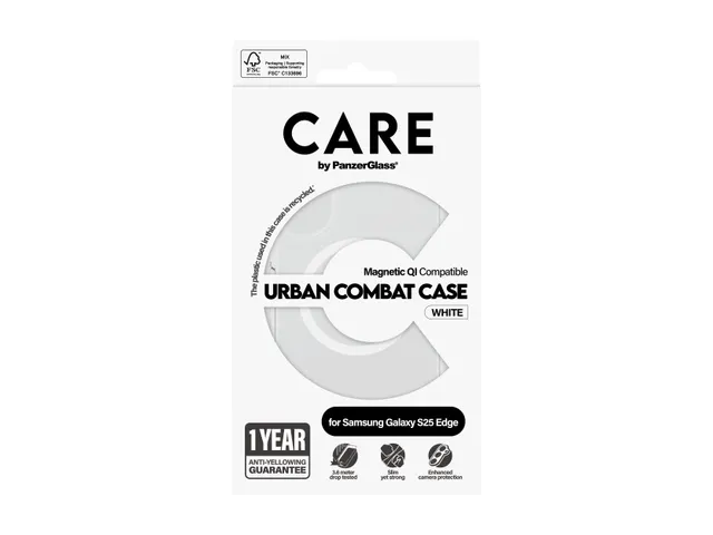PanzerGlass CARE by Urban Combat Case Transparent w. White Qi Co