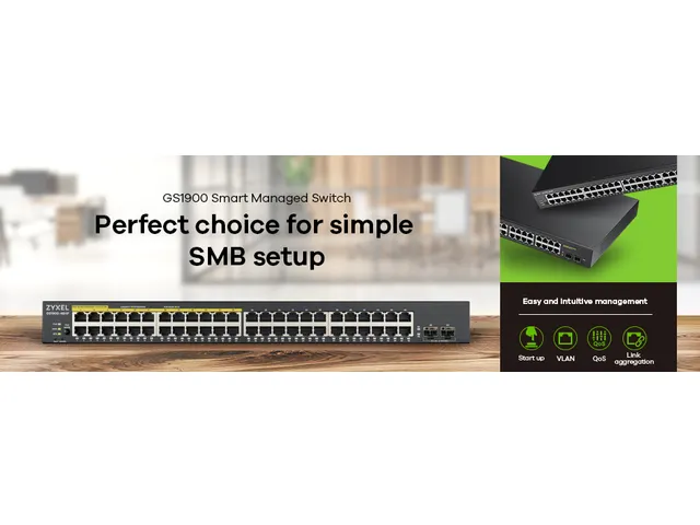 Zyxel GS1900-48 v2, 48-port GbE L2 Smart Switch, rackmount, L2, Gigabi