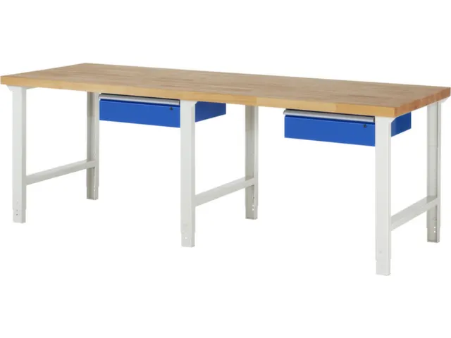 werkbank,HxBxD 790-1140x2500x900mm,beukblad,draagverm. 750kg