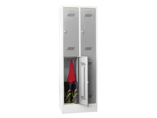 Garderobekast HxBxD 1850x630x500mm 2x2 Vakken Klink Sokkel Ral7035 - 1