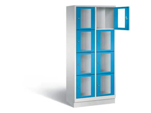 Lockerkast 1800x810x500mm 2x4 vakken Cilinderslot, Sokkel, RAL5012