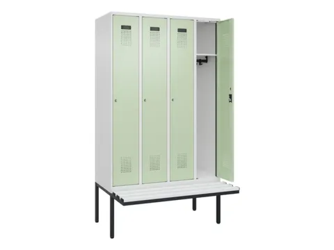 locker met bank,HxBxD 2120x1200x815mm,4vak,vak B 300mm,cilinderslot