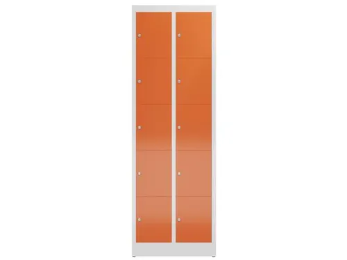 Lockerkast 1800x590x500mm 2x5 vakken cilinderslot, sokkel, RAL3000