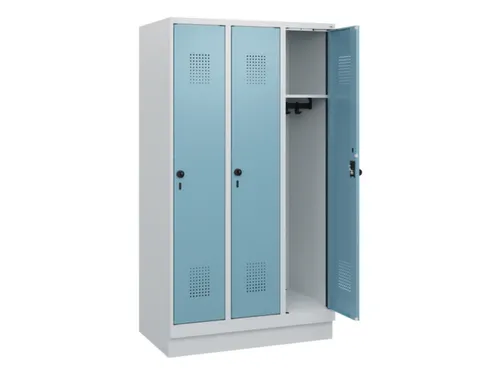 schoollocker,HxBxD 1630x900x500mm,3vak,vak B 300mm,draaigrendel,sokkel
