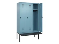 locker met bank,HxBxD 2120x1200x815mm,3vak,vak B 400mm,draaigrendel