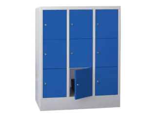 lockerkast,HxBxD 1187x900x500mm,3x3vakken,RAL7035,front RAL5010 - 2