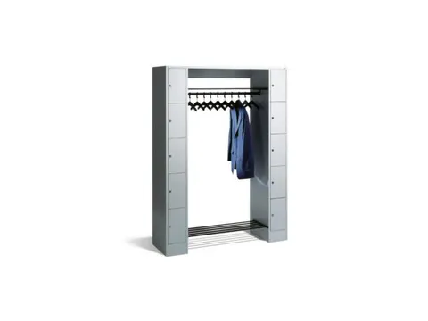 locker met kapstok,HxBxD 1950x1430x480mm,romp RAL7035,front RAL7035