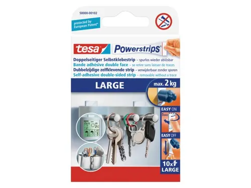Kleefstrips tesa Powerstrips LARGE dubbelzijdig 2kg 10 stuks