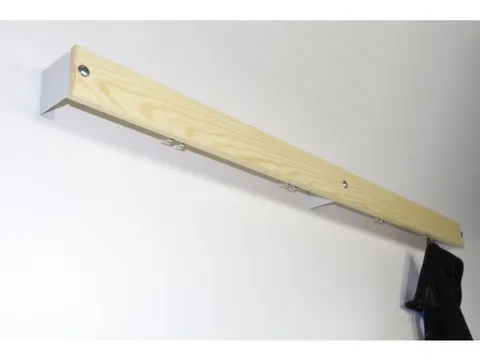 OUTLET wandkapstok HxL 90x2000mm 6jashaken hout/staal grenen/antraciet