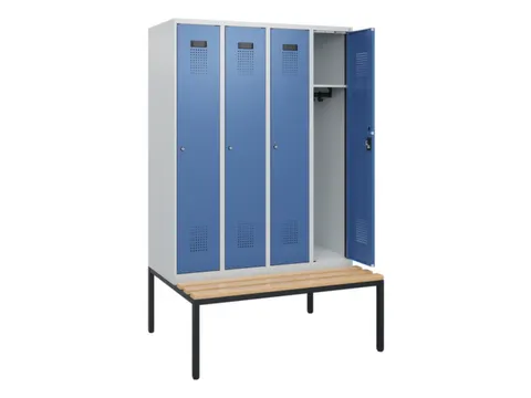 locker met bank,HxBxD 1950x1200x815mm,4vak,vak B 300mm,cilinderslot