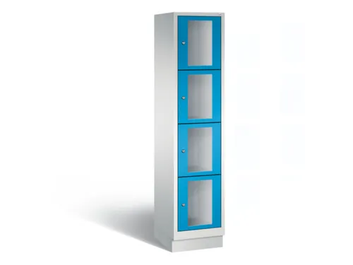 Lockerkast 1800x420x500mm 1x4 vakken Cilinderslot, Sokkel, RAL5012