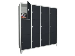 lockerkast,HxBxD 1850x1600x500mm,4x3vakken,RAL7035,front RAL7016 - 2