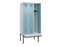 locker met bank,HxBxD 2120x900x815mm,3vak,vak B 300mm,cilinderslot