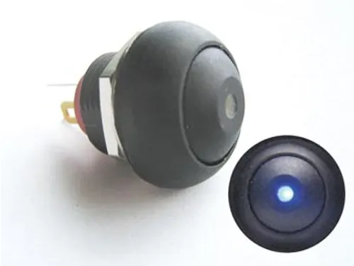 Miniatuur Drukschakelaar Met Blauwe Led Spst Off-(On)