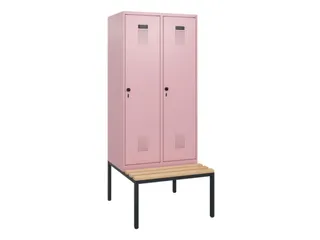 locker met bank,HxBxD 1950x800x815mm,2vak,vak B 400mm,draaigrendel - 2